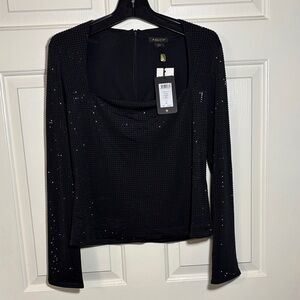 AS by DF Black Rhinestone LS Top sz L